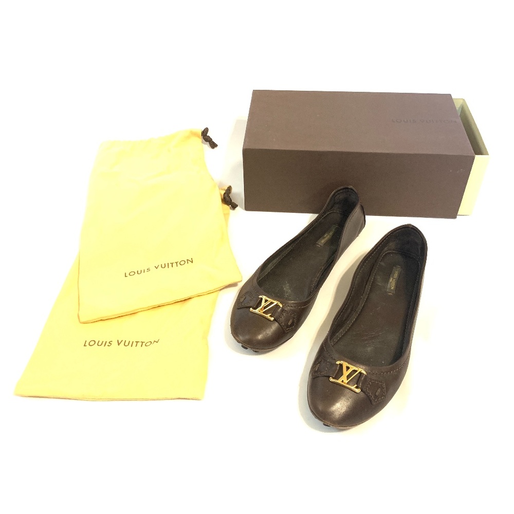 AUTHENTIC Louis Vuitton brown leather flats sz 11